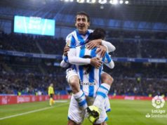 Oyarzabal celebra un gol en LaLiga
