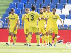El Villarreal celebra un gol