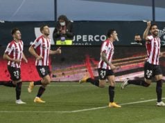 Raúl García celebrando el gol ante el Madrid