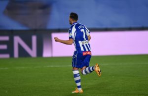 Lucas Pérez celebra un gol en Valdedebas
