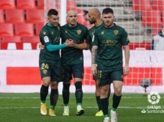 Borja García, entre otros, celebra un gol de Sandro