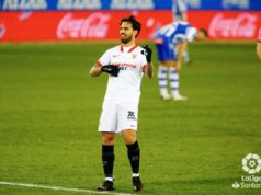 Suso celebra un gol con el Sevilla