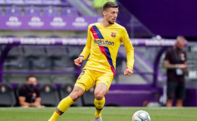 Lenglet, en un partido con el Barcelona