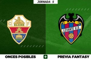 Alineaciones Posibles del Elche - Levante - Jornada 5