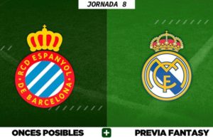 Alineaciones Posibles del Espanyol - Real Madrid - Jornada 8