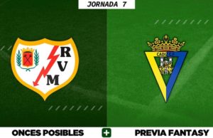 Alineaciones Posibles del Rayo - Cádiz - Jornada 7