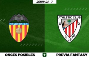 Alineaciones Posibles del Valencia - Athletic - Jornada 7