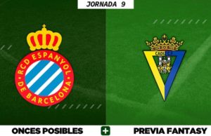 Alineaciones Posibles del Espanyol - Cádiz - Jornada 9