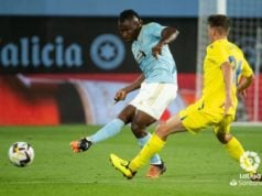 Aidoo en el encuentro contra el Cádiz