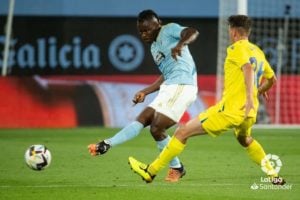 Aidoo en el encuentro contra el Cádiz