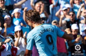 Paciencia celebra un gol con el Celta