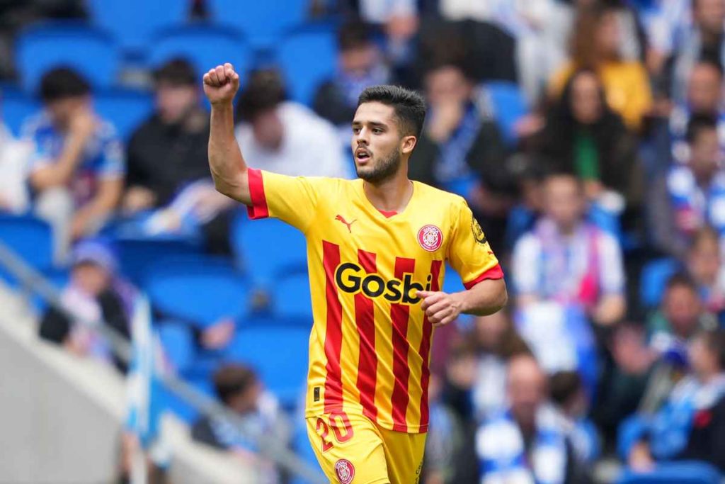 Yan Couto celebra un gol con el Girona en La Liga Santander