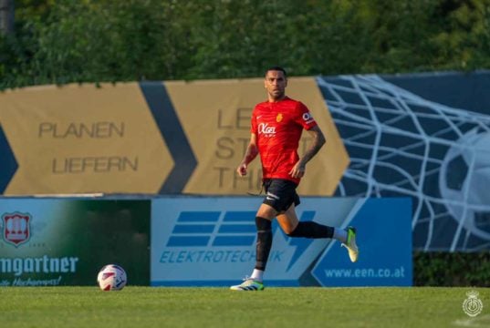 Omar Mascarell, en un partido con el RCD Mallorca