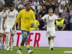 Brahim Díaz celebra un gol con el Real Madrid en La Liga