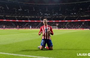 Rodrigo Riquelme celebra un gol con el Atlético de Madrid