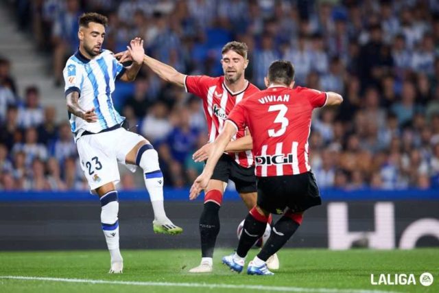 Yeray en un partido de La Liga con el Athletic