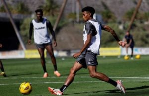 Marvin Park en un entrenamiento con Las Palmas