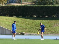 El Almería recupera a Chumi para la final de la J25 Chumi, en un entreno del Almería
