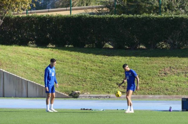 Chumi, en un entreno del Almería