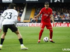 Copete, en un partido de Liga con el RCD Mallorca ante el Valencia CF