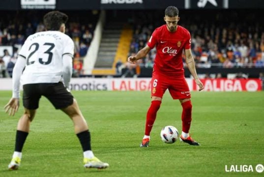 Copete, en un partido de Liga con el RCD Mallorca ante el Valencia CF