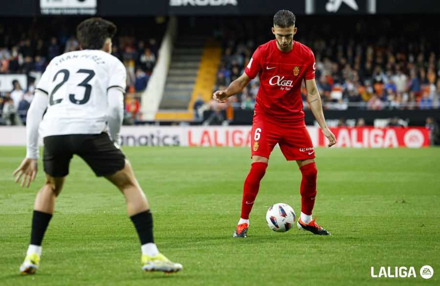 Copete, en un partido de Liga con el RCD Mallorca ante el Valencia CF