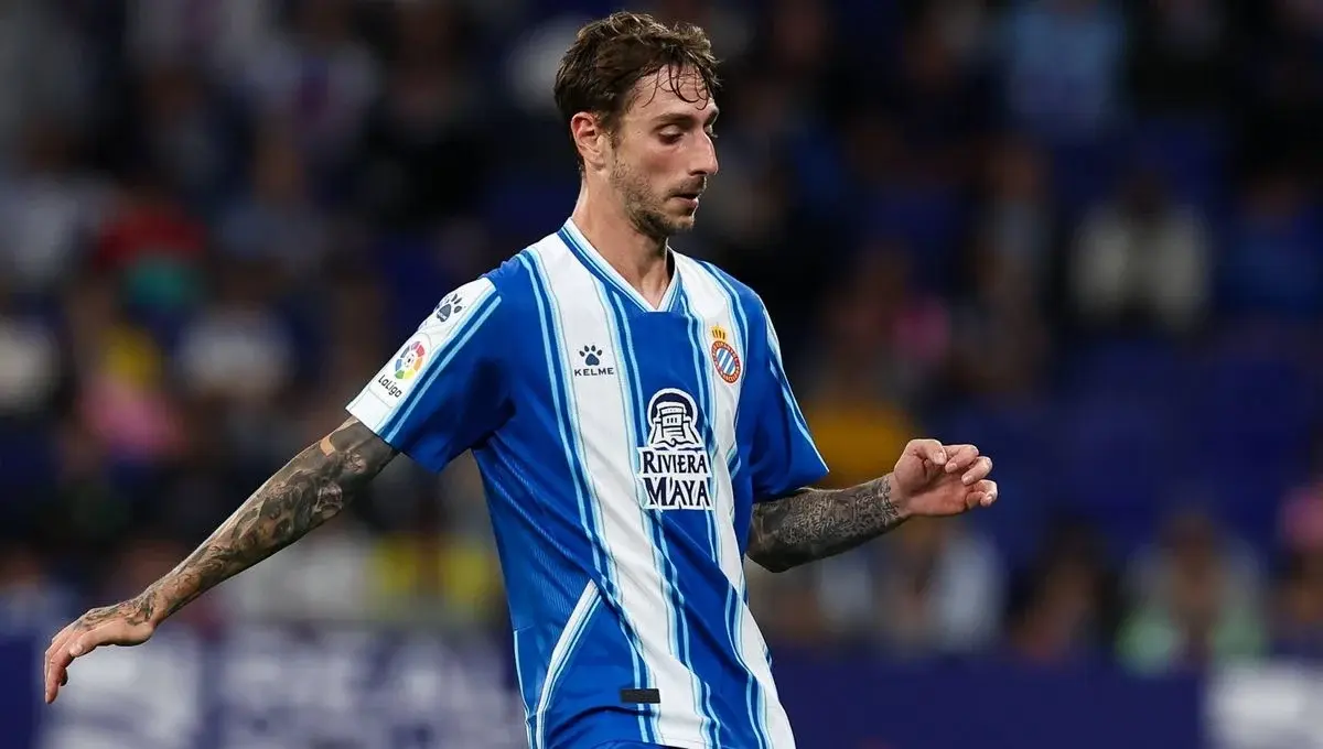 Calero, en un encuentro de LaLiga EA Sports con el Espanyol