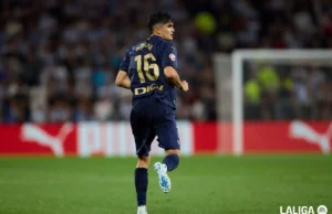 Hugo Novoa en un encuentro de Liga con el Alavés