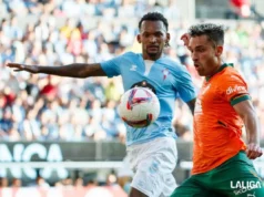 Jailson disputa un balón con Hugo Duro en un encuentro de LaLiga EA Sports