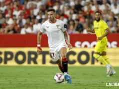 Saúl, en un encuentro de LaLiga con el Sevilla FC
