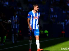 Jofre Carreras en un encuentro de LaLiga EA Sports con el RCD Espanyol