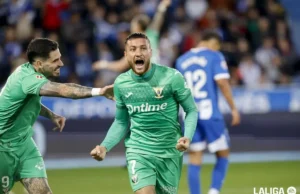 Óscar Rodríguez celebra un gol con el Leganés