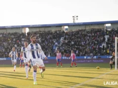 Matija Nastasic celebra un gol con el Leganés en LaLiga EA Sports