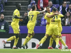 Kiko Femenía celebra un gol con el Villarreal en LaLiga EA Sports