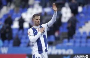 Diego García celebra un gol con el Leganés en LaLiga EA Sports