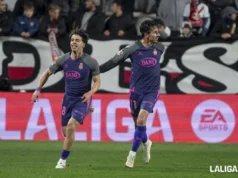 Aguado celebra un gol con la camiseta del RCD Espanyol