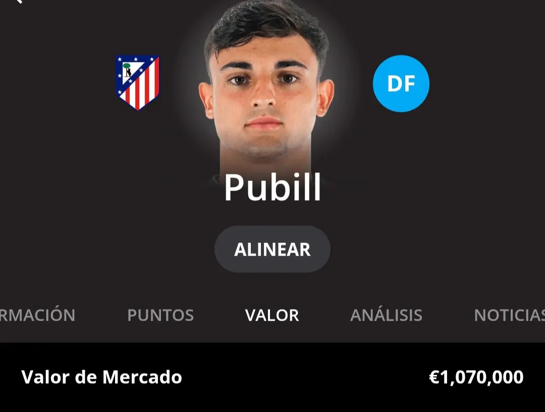 Marc Pubill, precio de salida al mercado en Biwenger (versión 1)