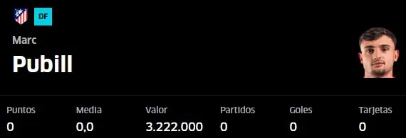 Marc Pubill, precio de salida al mercado en Fantasy Marca