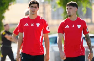 Juanlu y Carmona en un entrenamiento del Sevilla FC