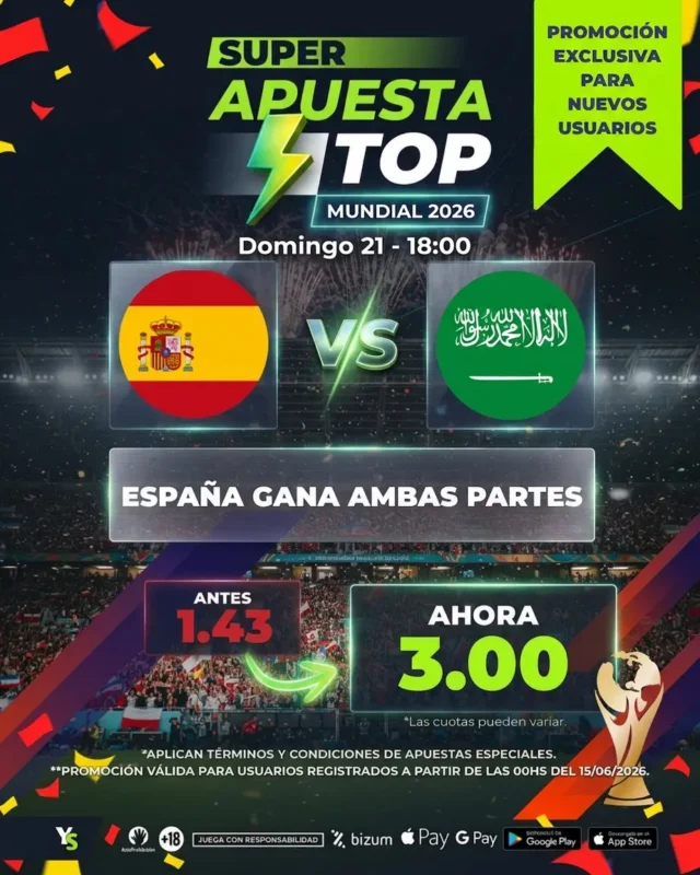 Supercuota YoSports España vs Arabia Saudí