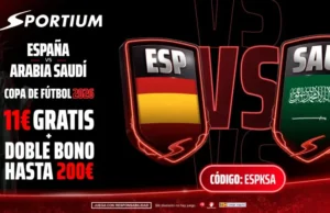 Regístrate en Sportium con 11€ gratis para el España vs Arabia Saudí bono gratis españa vs arabia