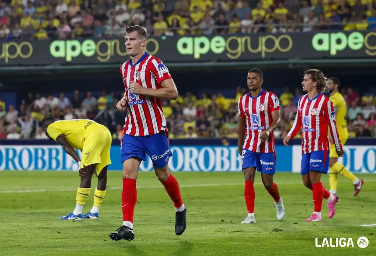 Alexander Sorloth celebra un gol con el Atlético de Madrid